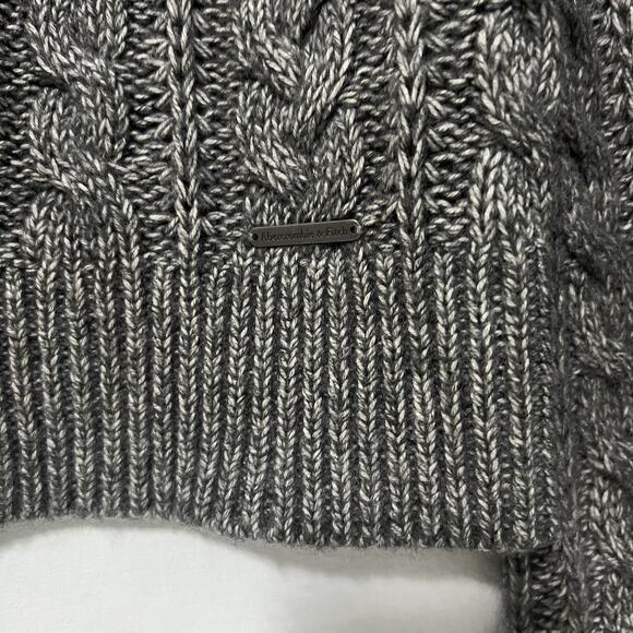 VTG Y2K Abercrombie and Fitch Chunky Cable Knit Sweater Women S Gray Fisherman - Picture 6 of 12